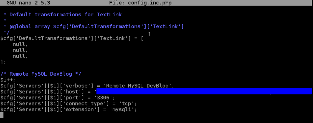 configurations for remote database